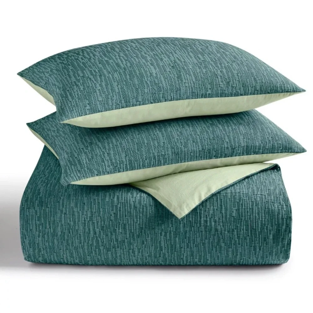 OAKE Ripple Matelasse Luxury Duvet Cover Set 100% Cotton Green King $245